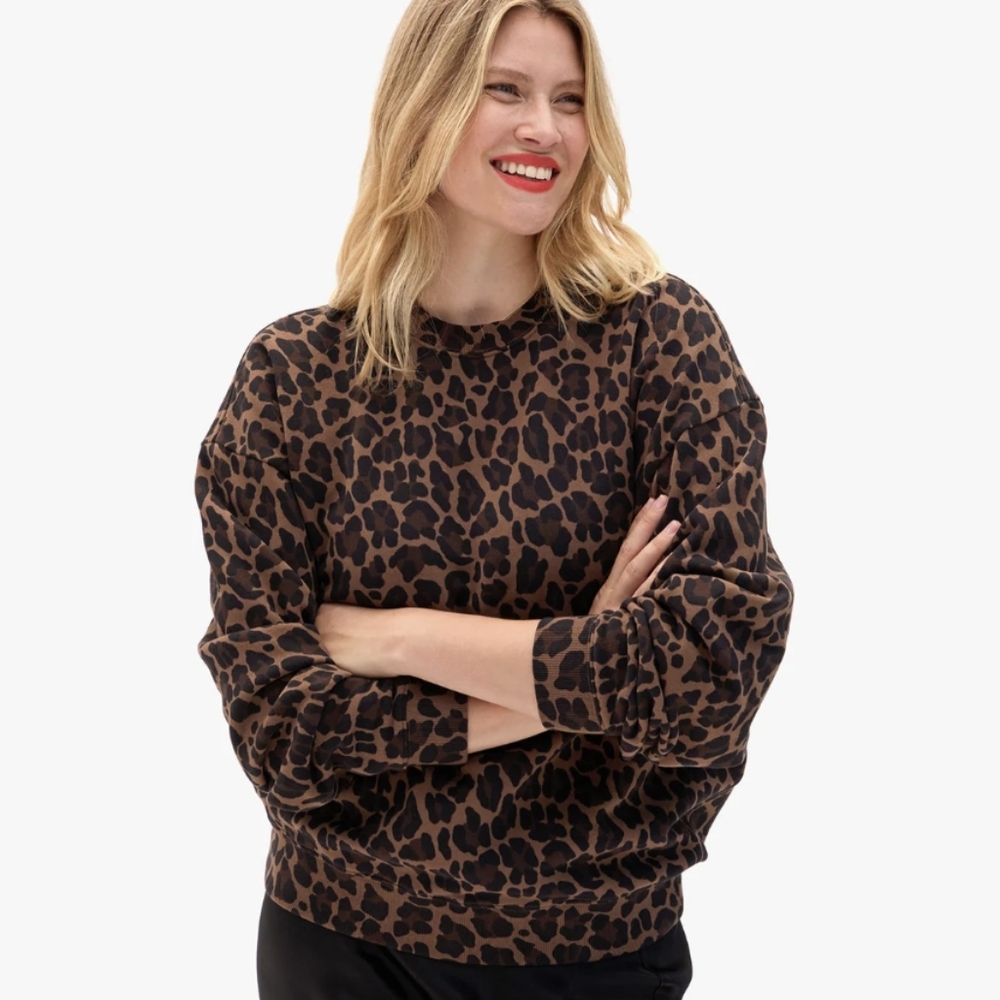 Clare V Oversized Sweatshirt - Amande Jag / Leopard Print